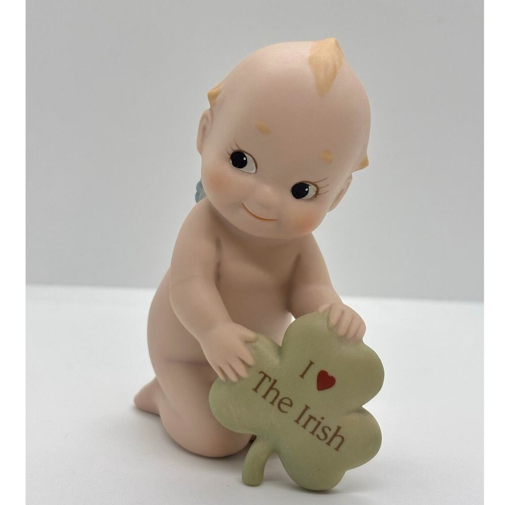 VTG 1993 Jesco/Enesco Rose O'Neill Porcelain Kewpie Doll w/I Love You Shamrock